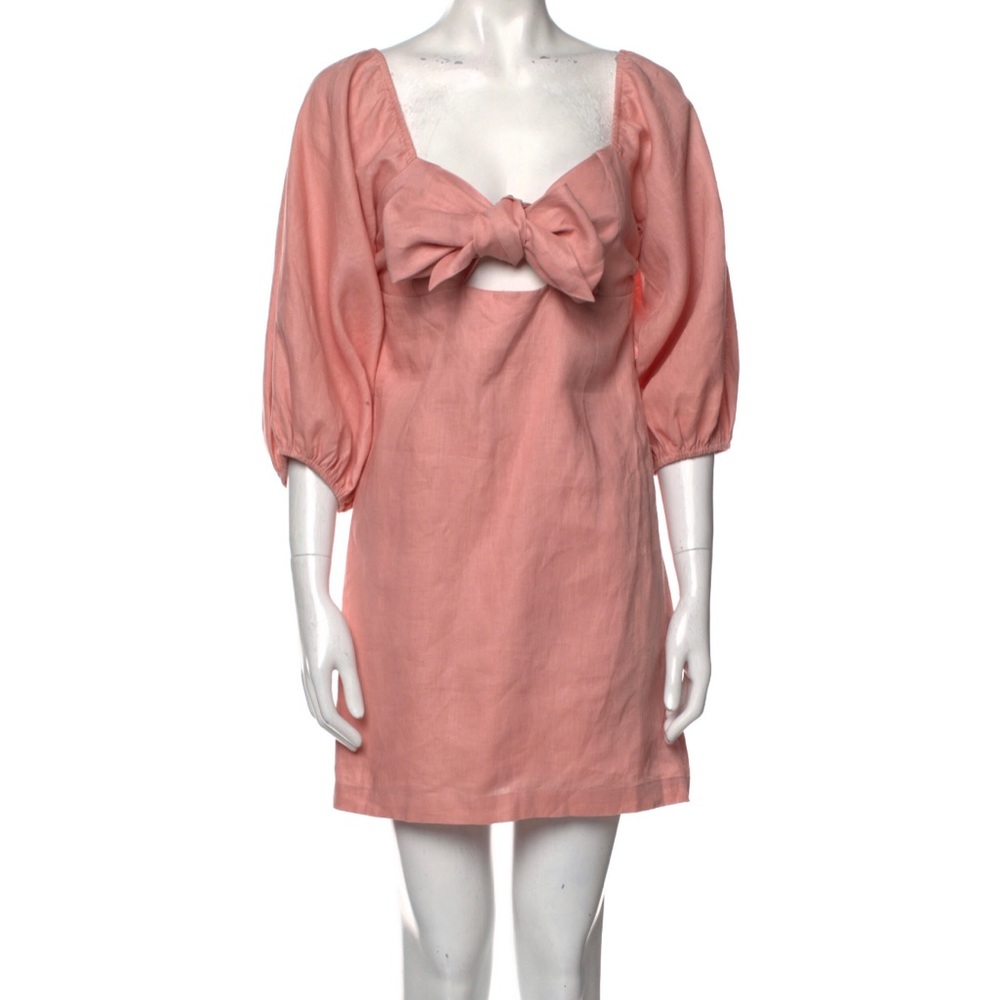 Linen mini cut-out dress